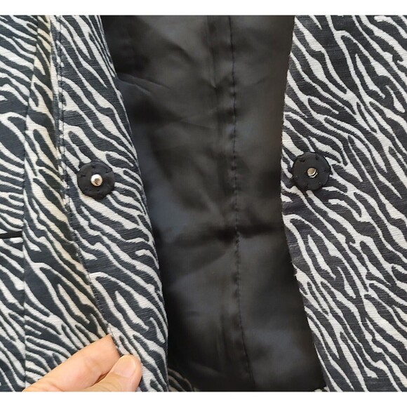 H&M Womens Size 10 Animal Print Front Snap Cropped Blazer Jacket Boho 90s Y2K - Picture 5 of 12